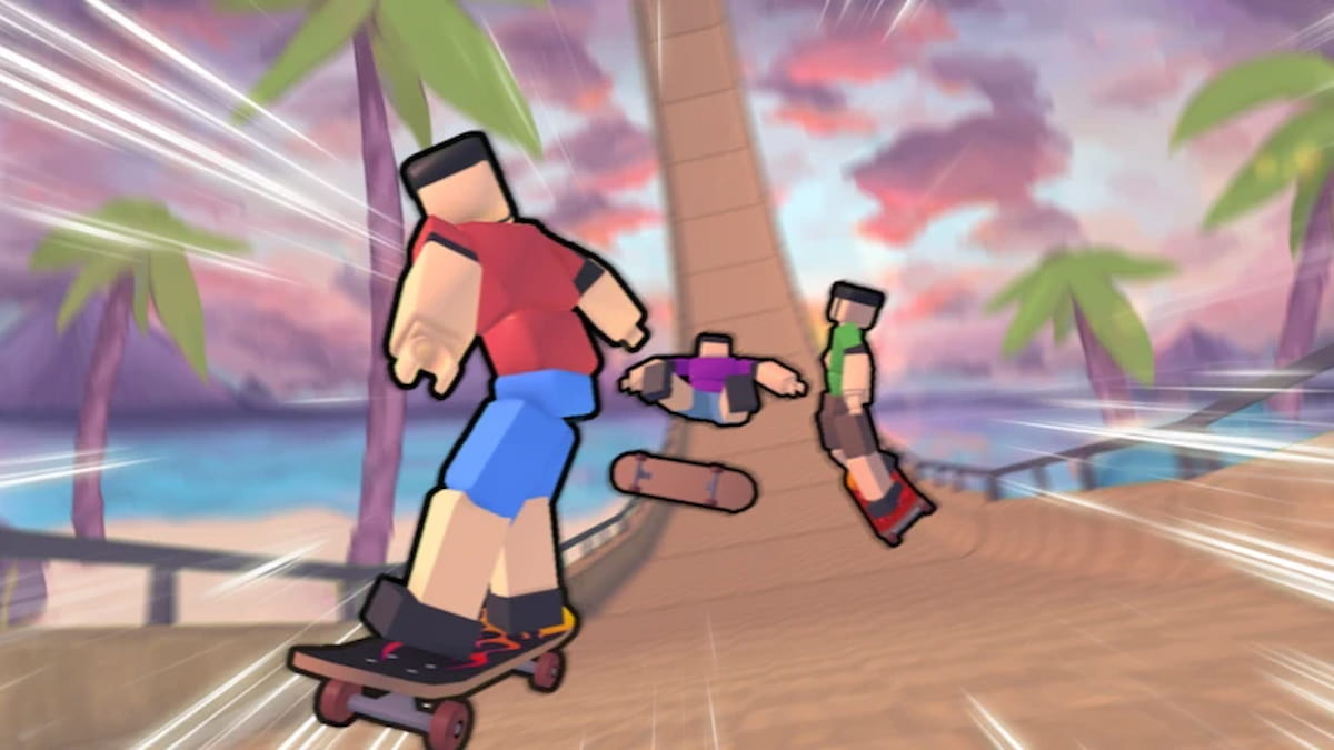 Main cover for Skateboard Obby, block people skateboarding down a track