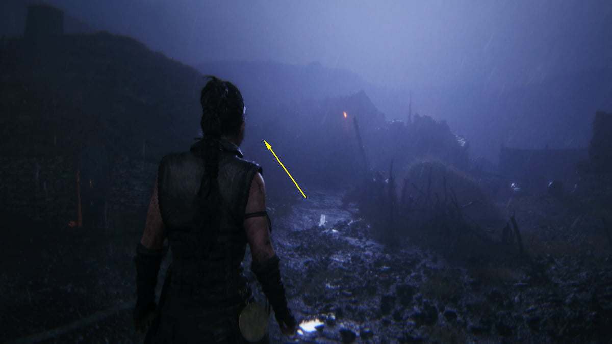 Lore totem 18 path through the stormy village in Senua's Saga: Hellblade 2