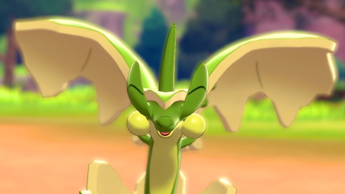 Close-up shot of shiny Flapple in Pokemon Sword & Shield