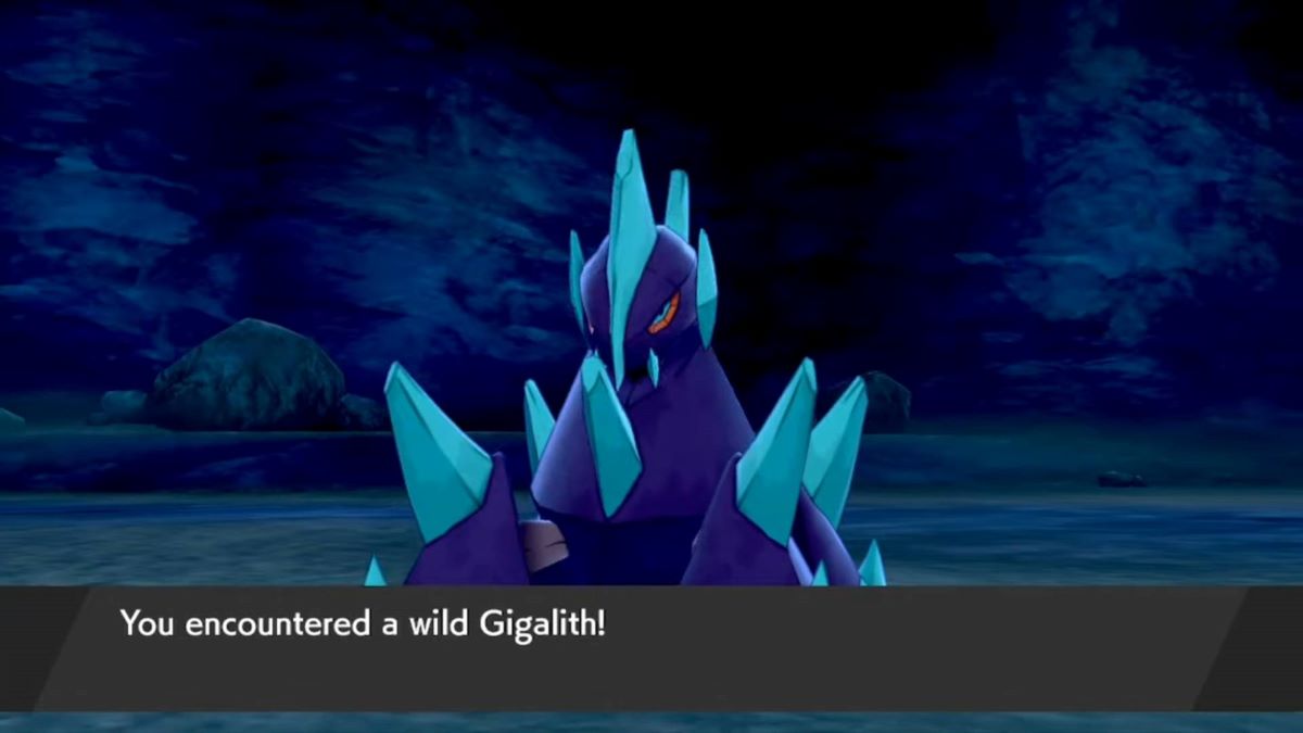 Player encounters a shiny Gigalith in Pokemon Sword & Shield