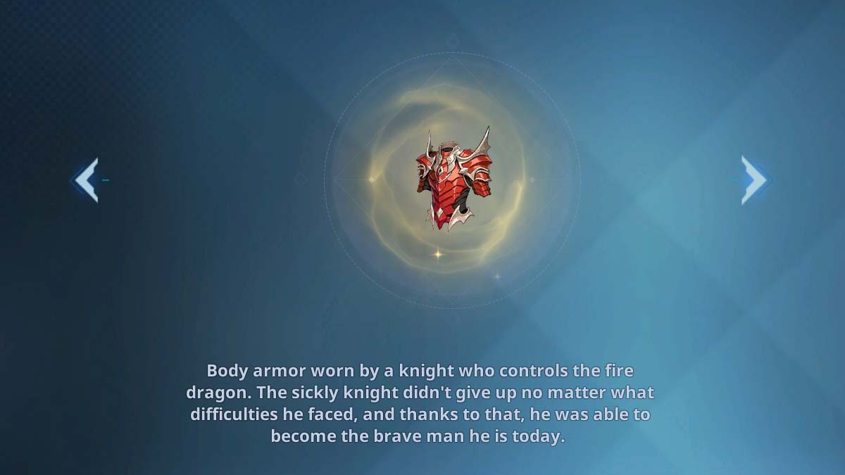 Dragon Knight's Armor Set artifact in Solo Leveling: ARISE