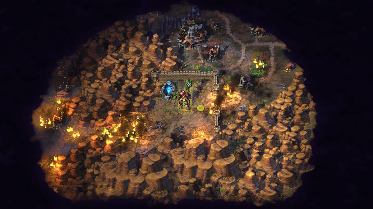 A Rana wielder during a campaign mission in Songs of Conquest, seen from above.