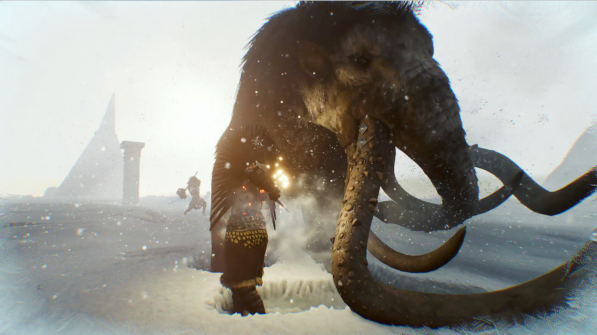 Players fighting mammoths in Soulmask
