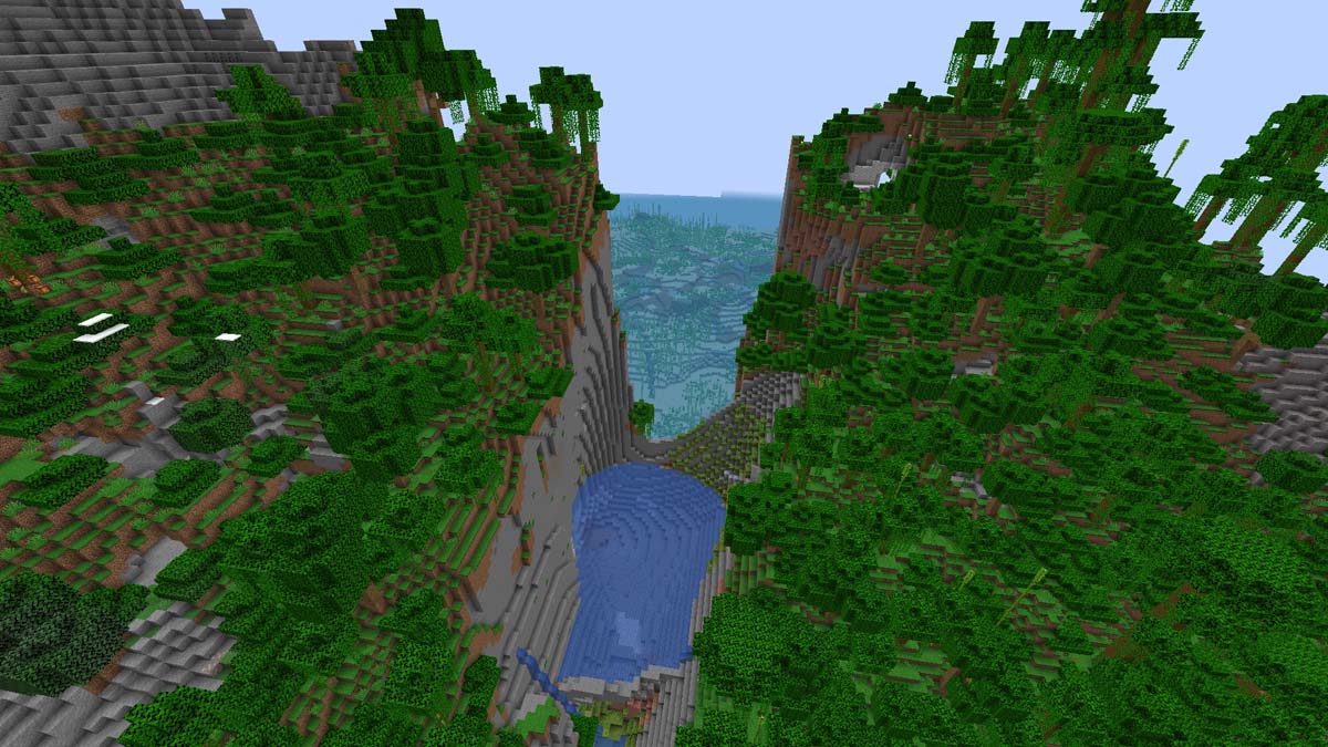Lagoon on a tropical island in Minecraft