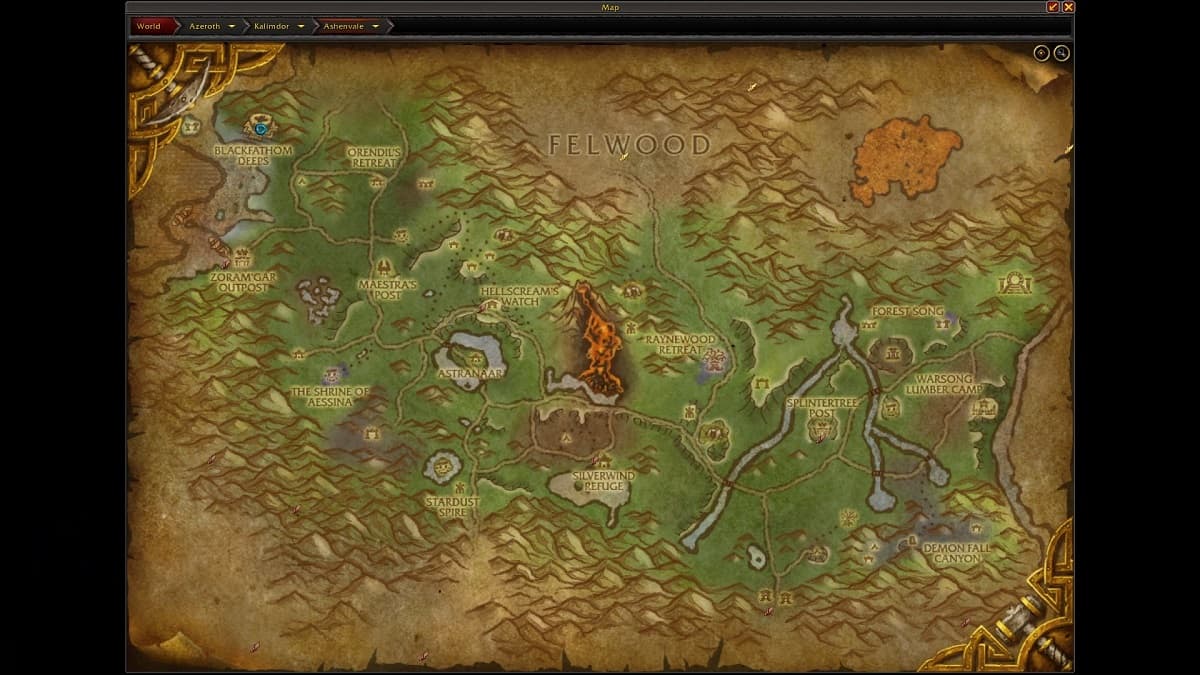 WoW Cataclysm Ashenvale Map