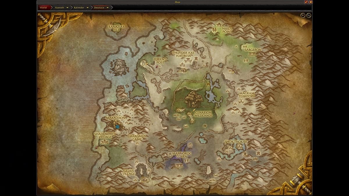 WoW Cataclysm Desolace map