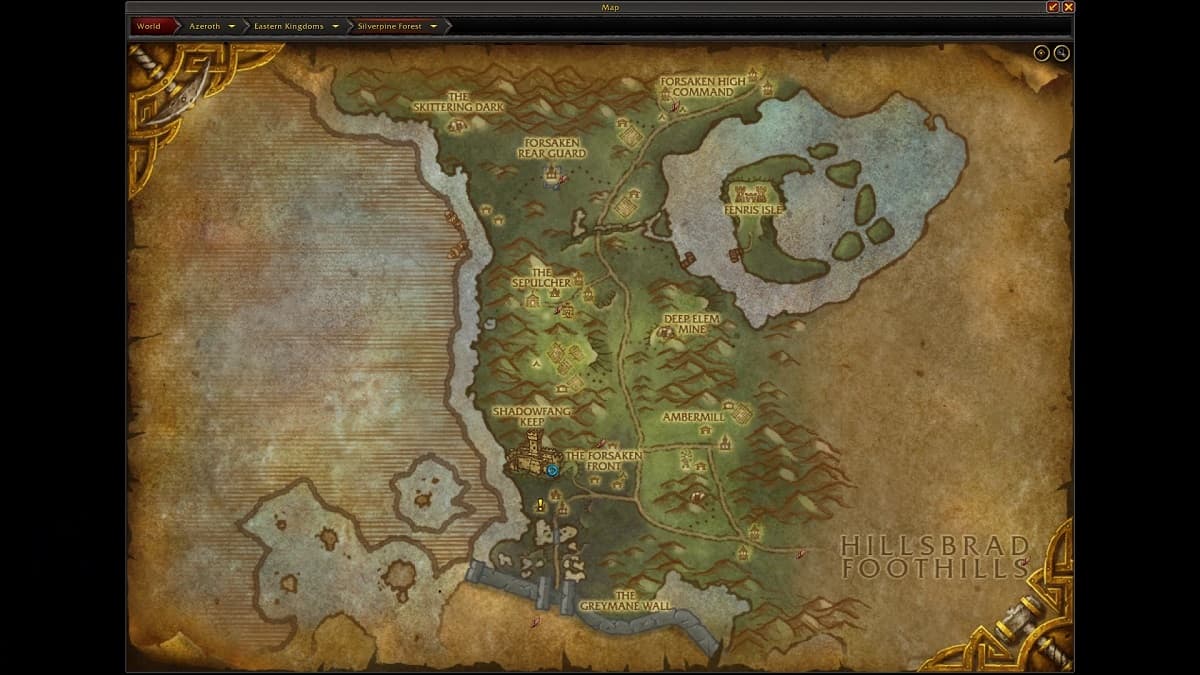 WoW Cataclysm Silverpine Forest map
