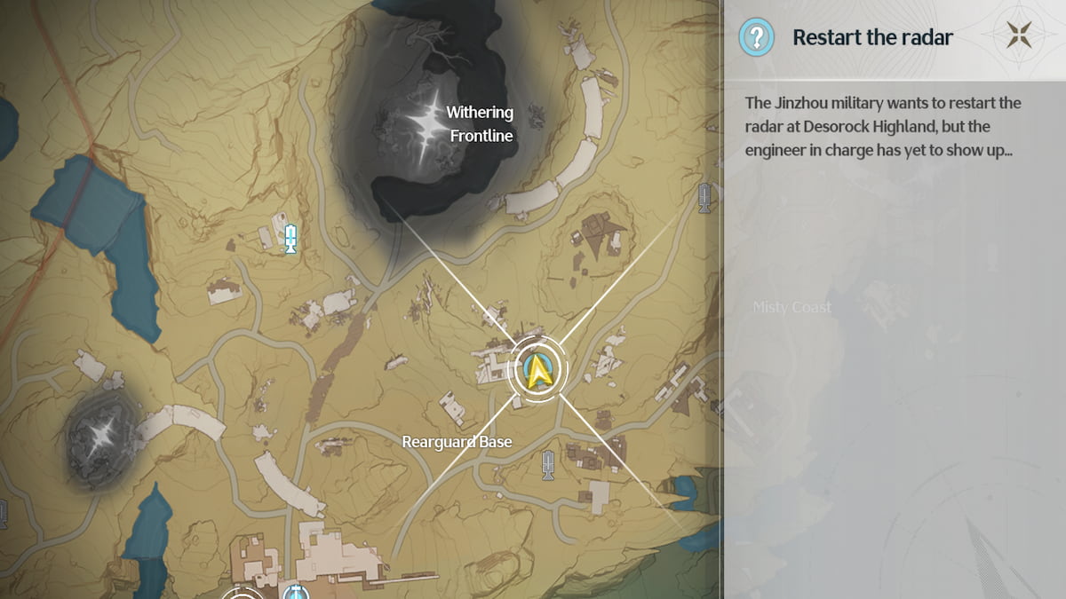Wuthering Waves restart the radar side quest location on the map
