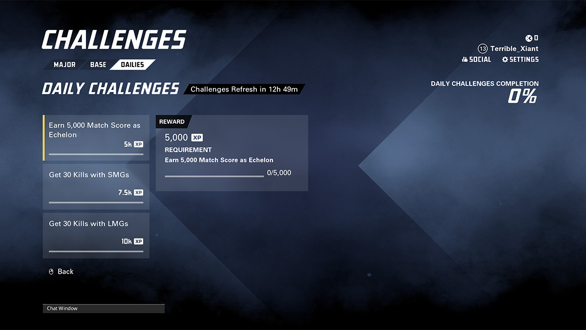 The Daily Challenges screen in XDefiant