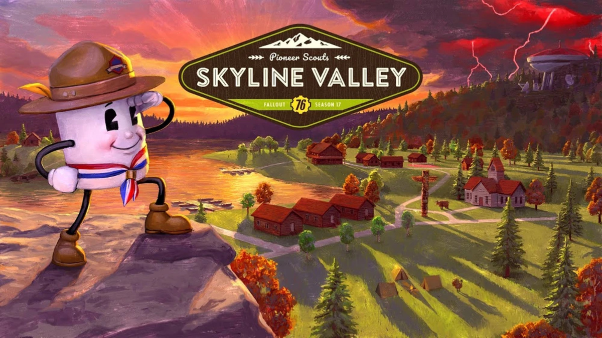 Promotional art for Fallout 76's Pioneer Scouts Skyline Valley Season 17 update.