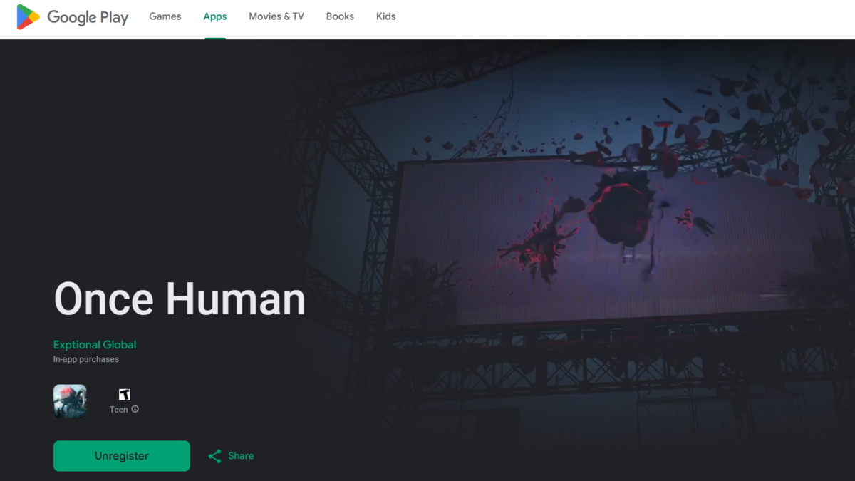 The Once Human Google Play Store page.