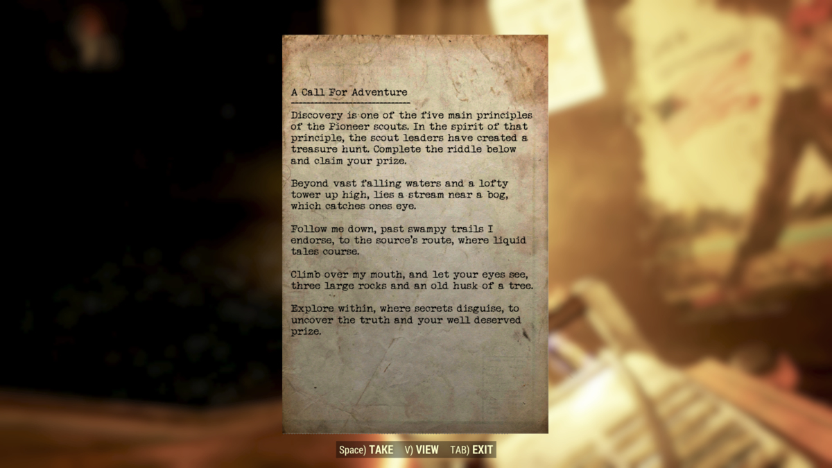 The Pioneer Treasure Hunt Start note in Fallout 76