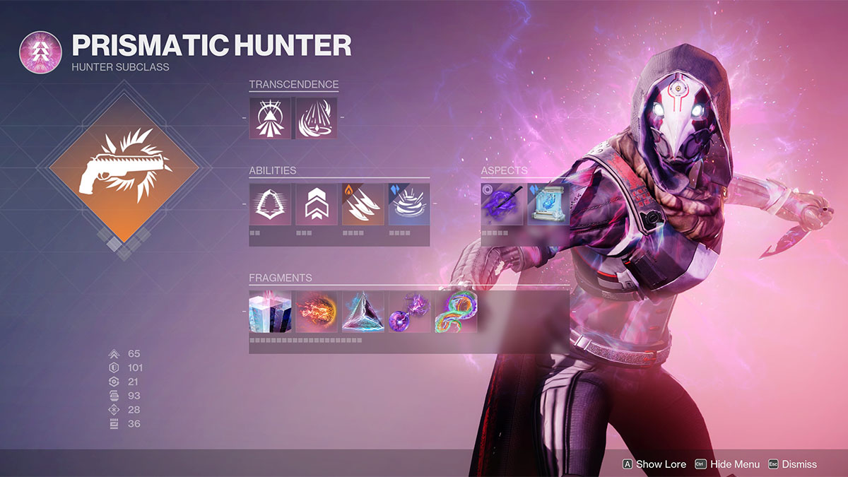 The Hunter Prismatic subclass screen in Destiny 2: The Final Shape