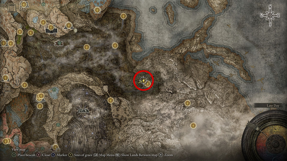 The location o the Abyssal Woods map fragment in Elden Ring Shadow of the Erdtree