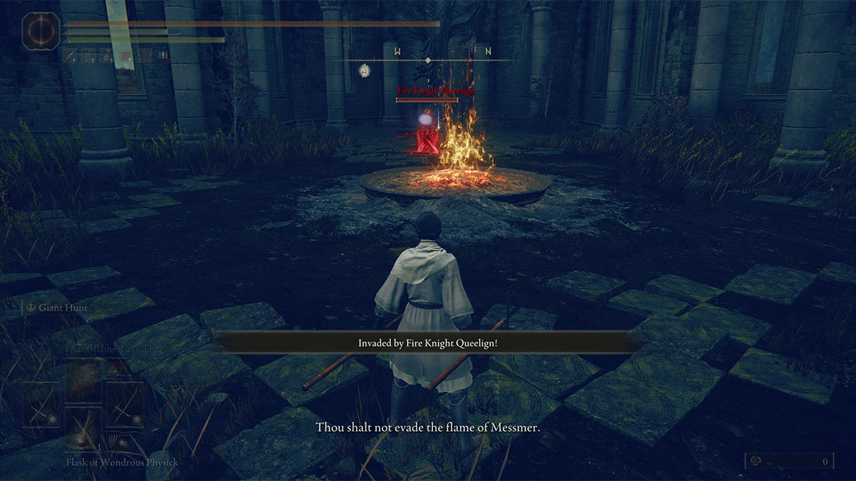 Church encounter with Fire Knight Queelign in Elden Ring: Shadow of the Erdtree