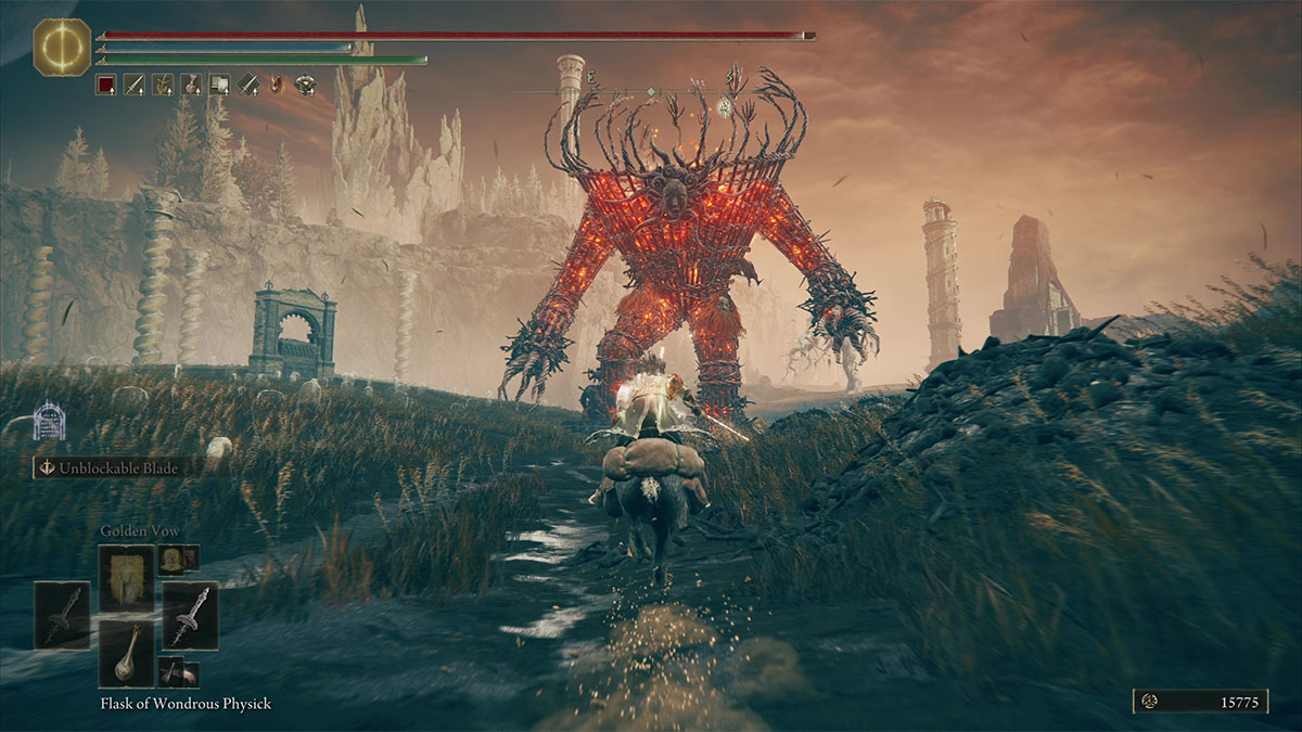 Approaching a Furnace Golem in Elden Ring Shadow of the Erdtree
