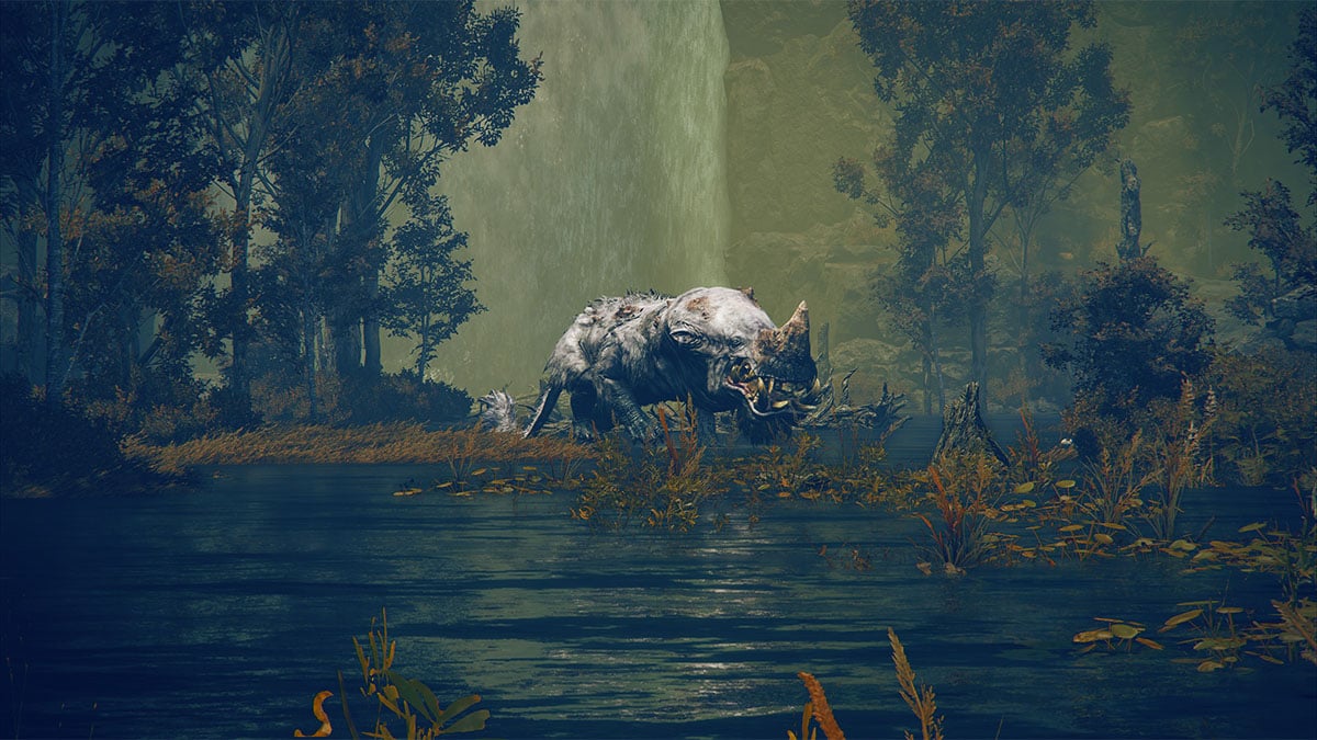 A Scadu Altus hippo in Elden Ring Shadow of the Erdtree