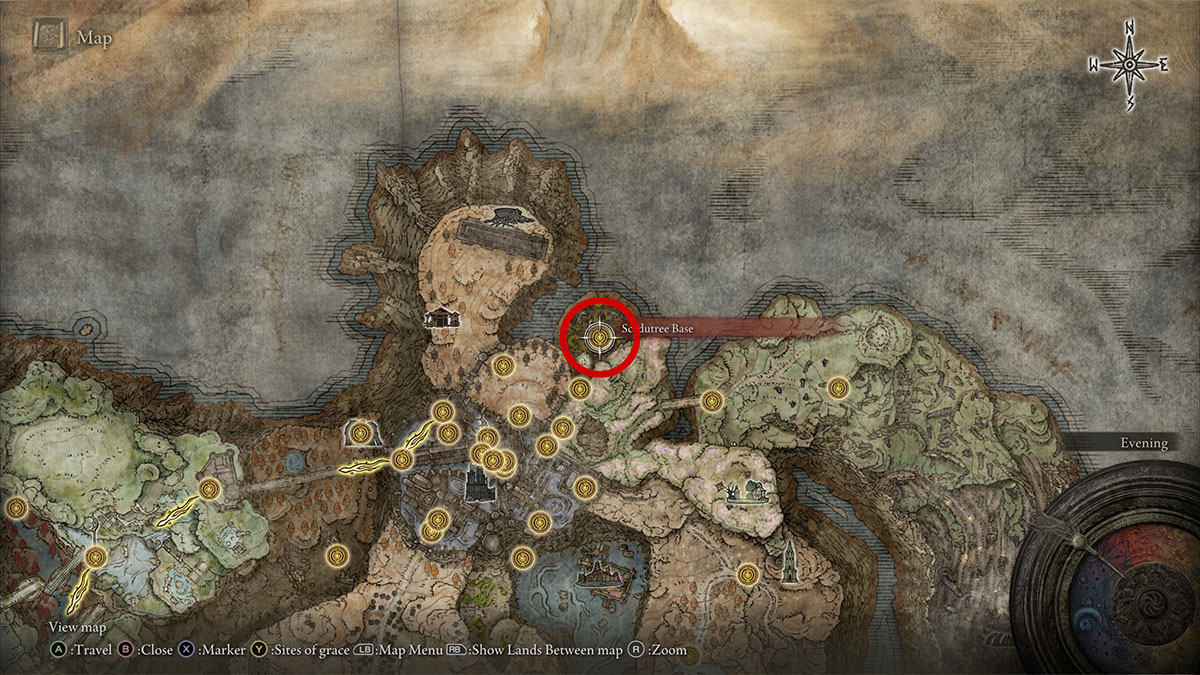 The location of the Scadutree Avatar boss in Elden Ring Shadow of the Erdtree
