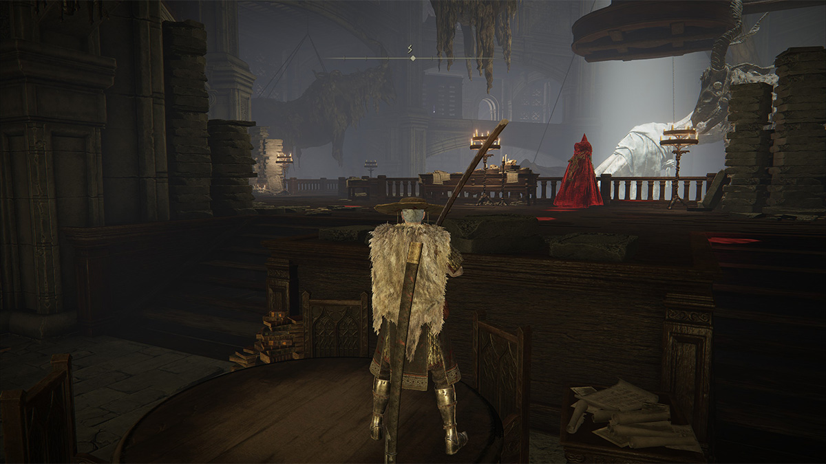 Fire Knight overlooking Specimen Storage in Elden Ring Shadow of the Erdtree