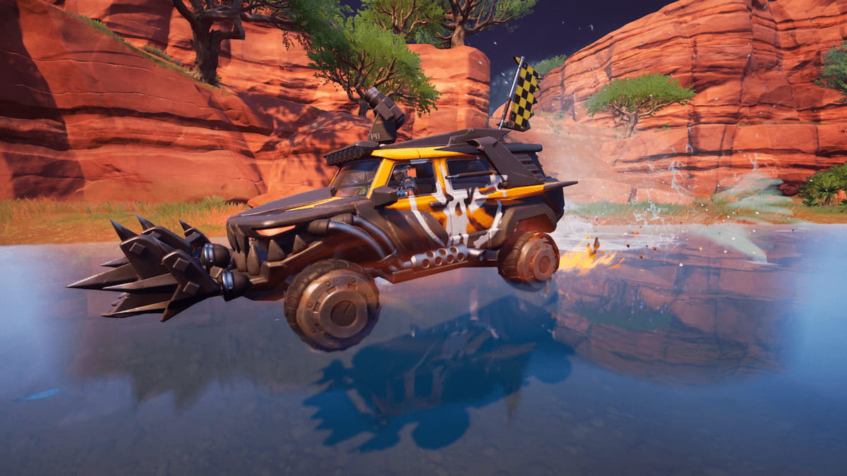 Driving on water with Nitro boss car in Fortnite