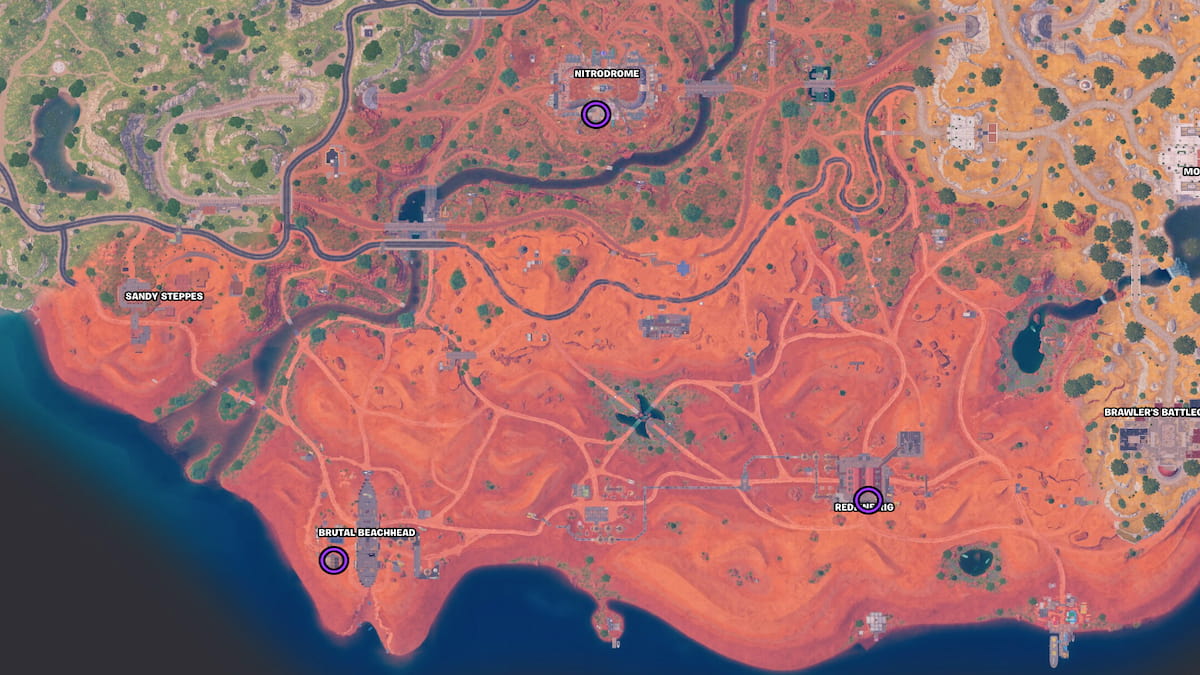 Fortnite Chapter 5 Season 3 map with all boss car named location spots