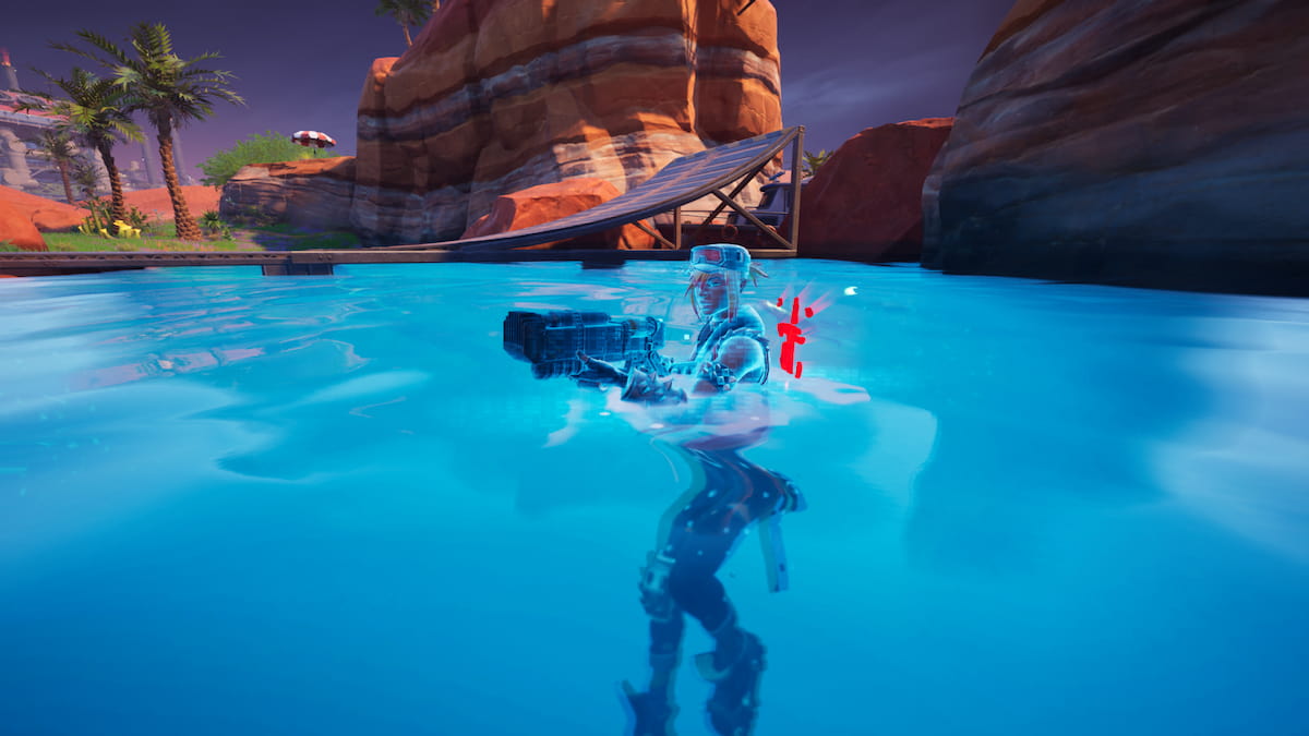 Fortnite recovering health and shield in oasis pool 