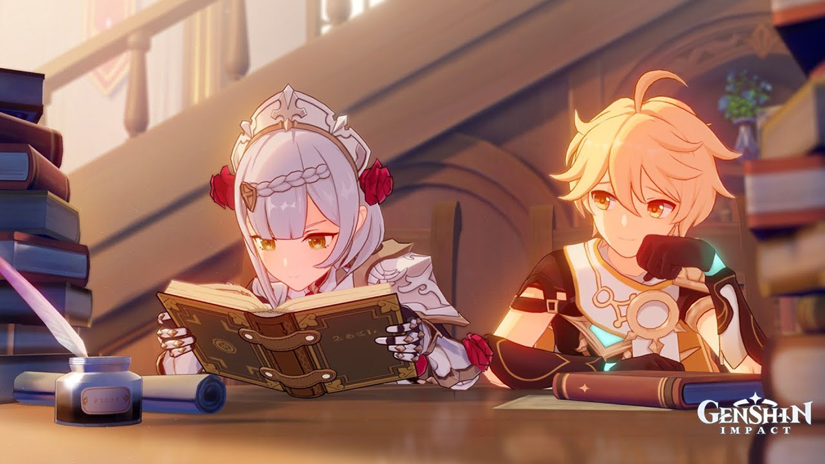 Genshin Impact Noelle reading a book