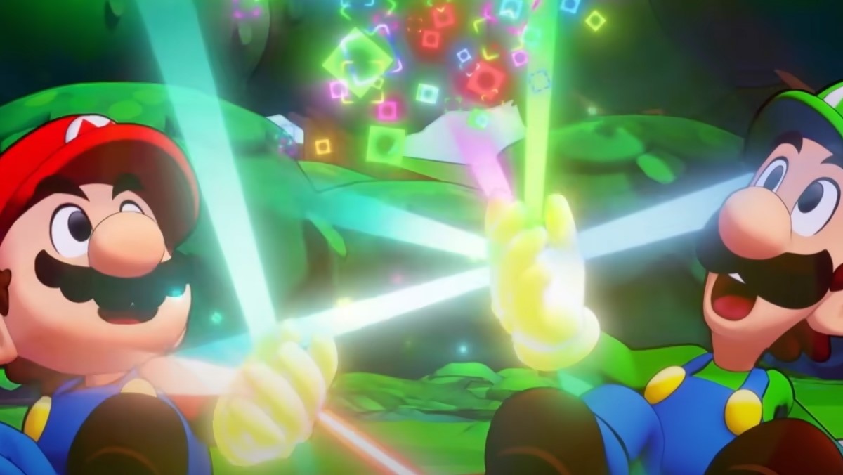 Mario and Luigi glowing hands in Mario & Luigi: Brothership