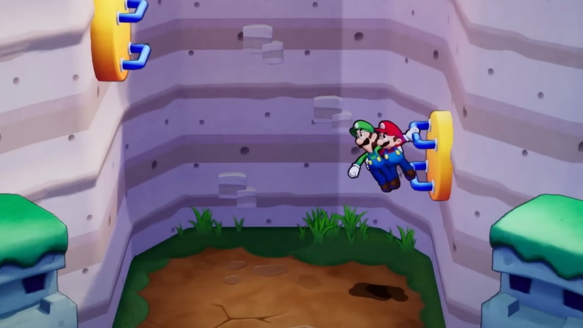 Mario and Luigi traversing in Mario & Luigi: Brothership