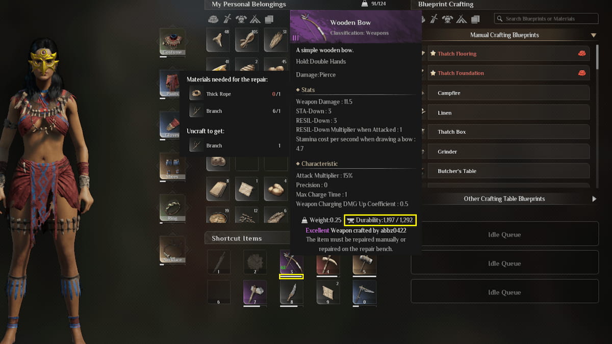 Soulmask item durability bar in inventory