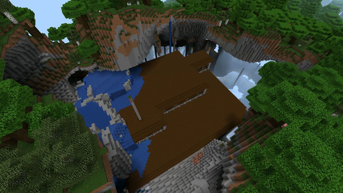 Woodland mansion in the ravine in Minecraft