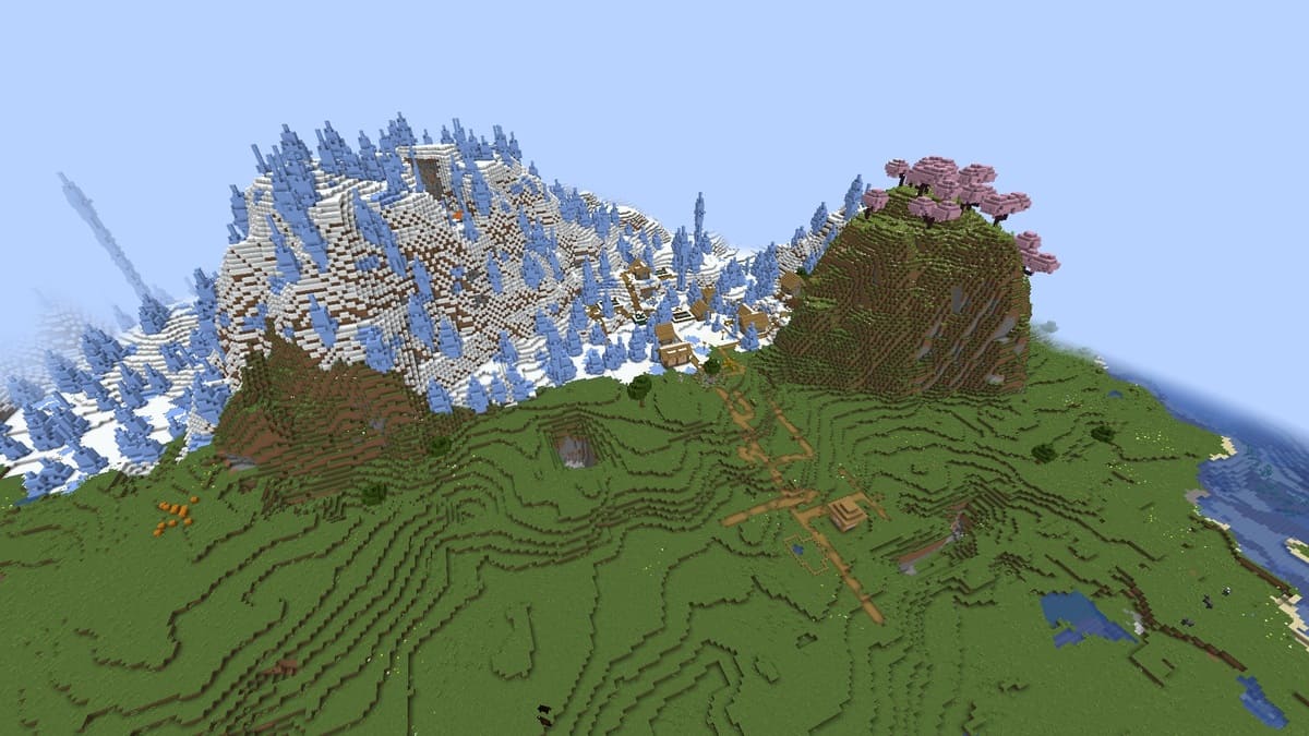 Ice spikes and village in Minecraft