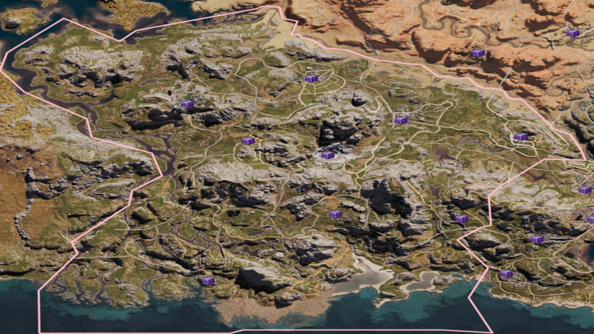 Chalk Peak Mystical Crates location marked on the map in Once Human