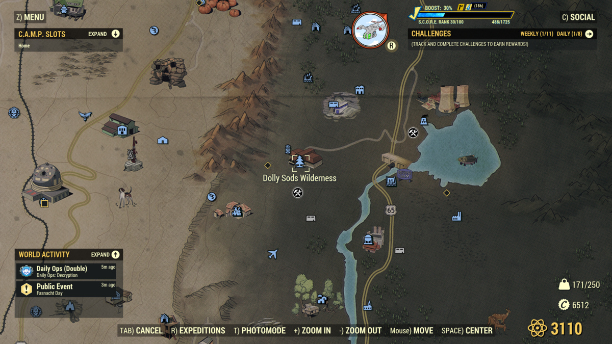 The location of Dolly Sods is marked on the map in Fallout 76.