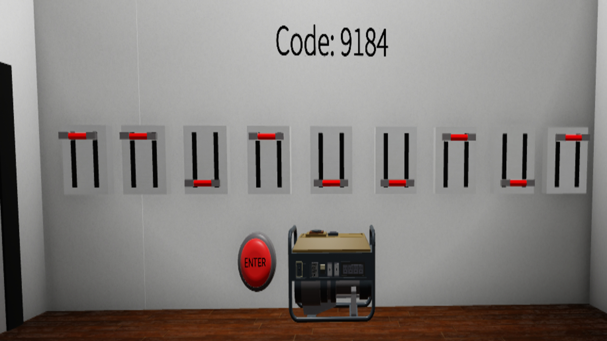 Flipping switches to find the generator four digit password.