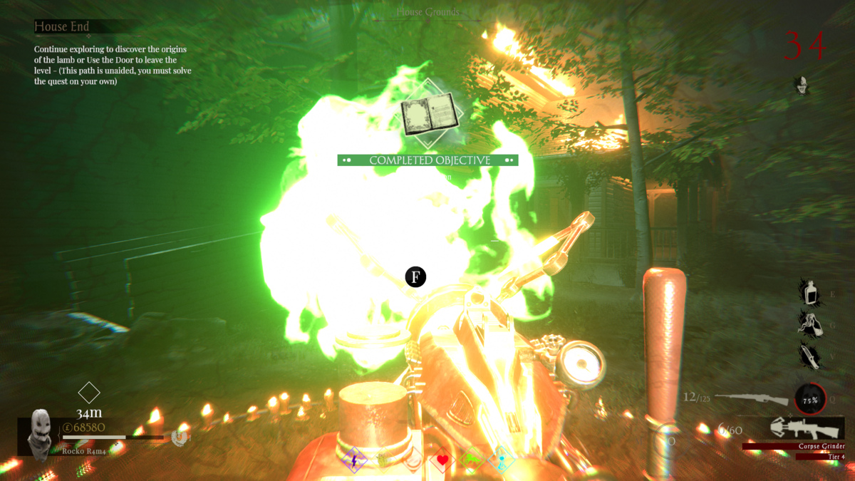 Interacting with the green portal to start the hidden objective after beating the boss in Sker Ritual.