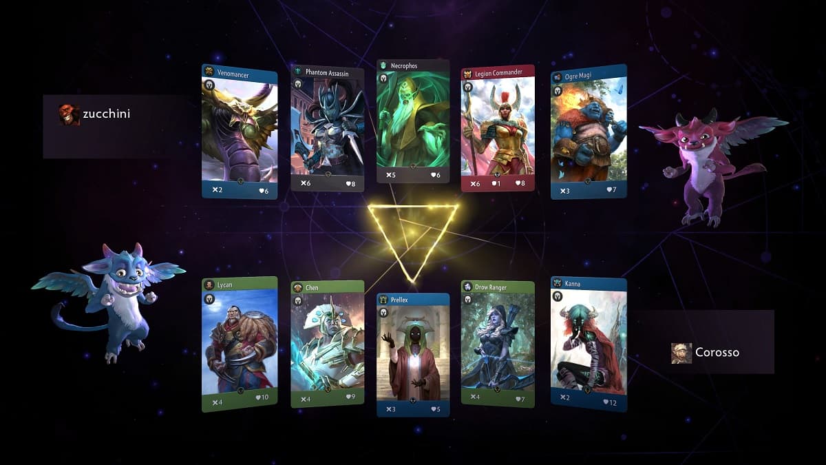 Artifact loading screen for a versus game