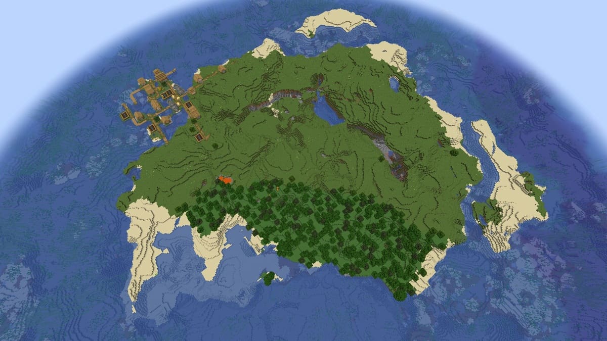 Survival island plains village in Minecraft