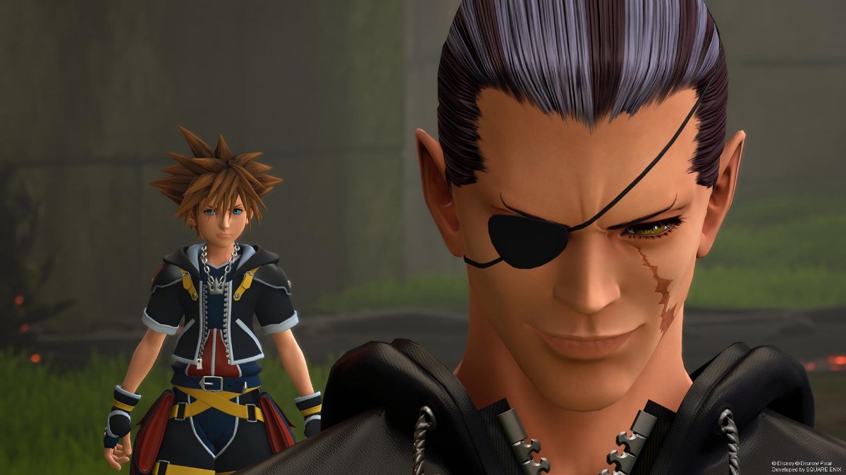 Sora stands behind Xigbar in Kingdom Hearts 3