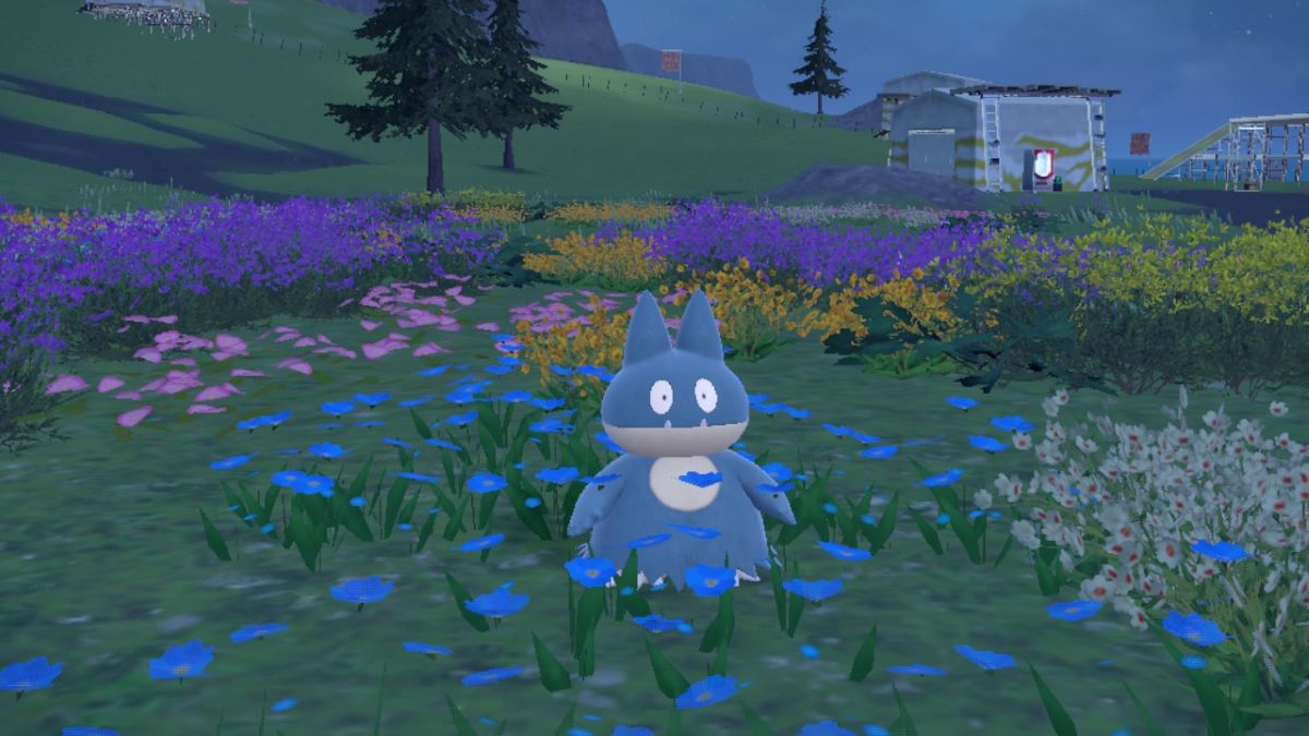 Munchlax in a field of flowers in Pokemon Scarlet & Violet