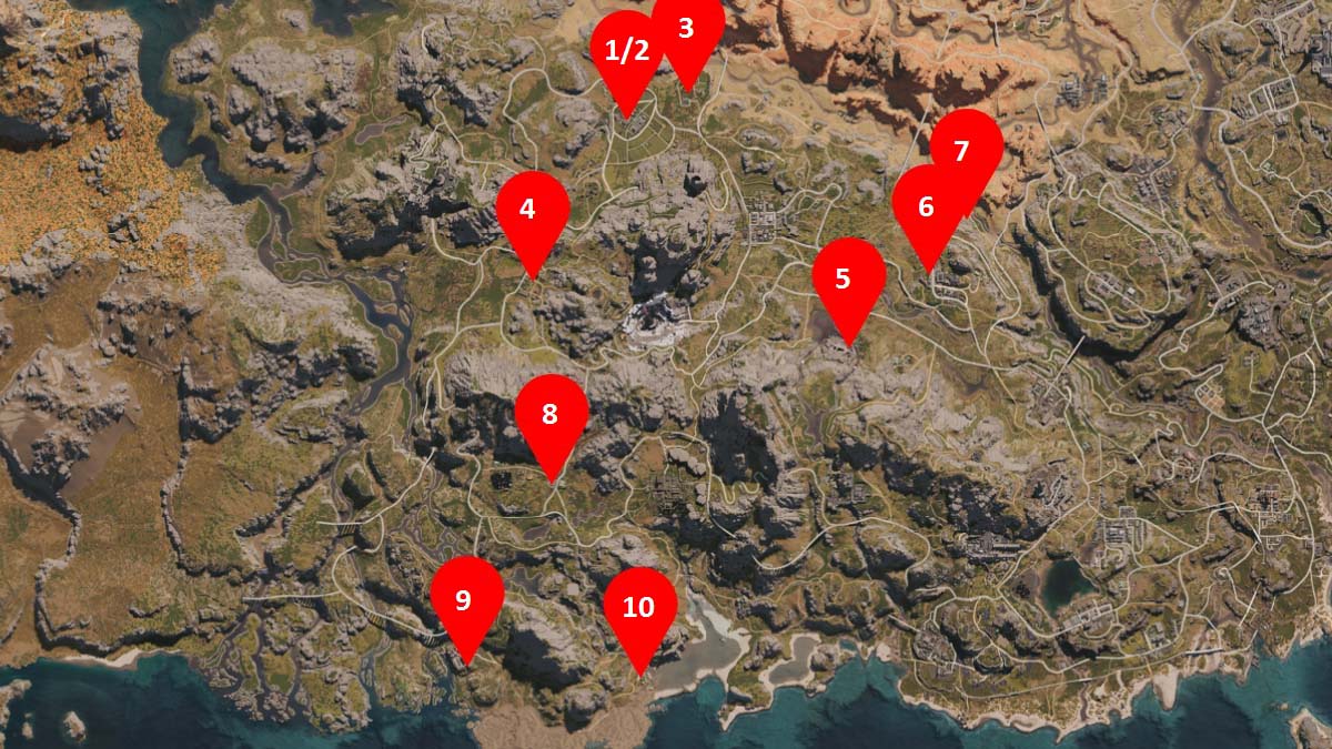 Chalk Peak Recipe Locations map in Once Human