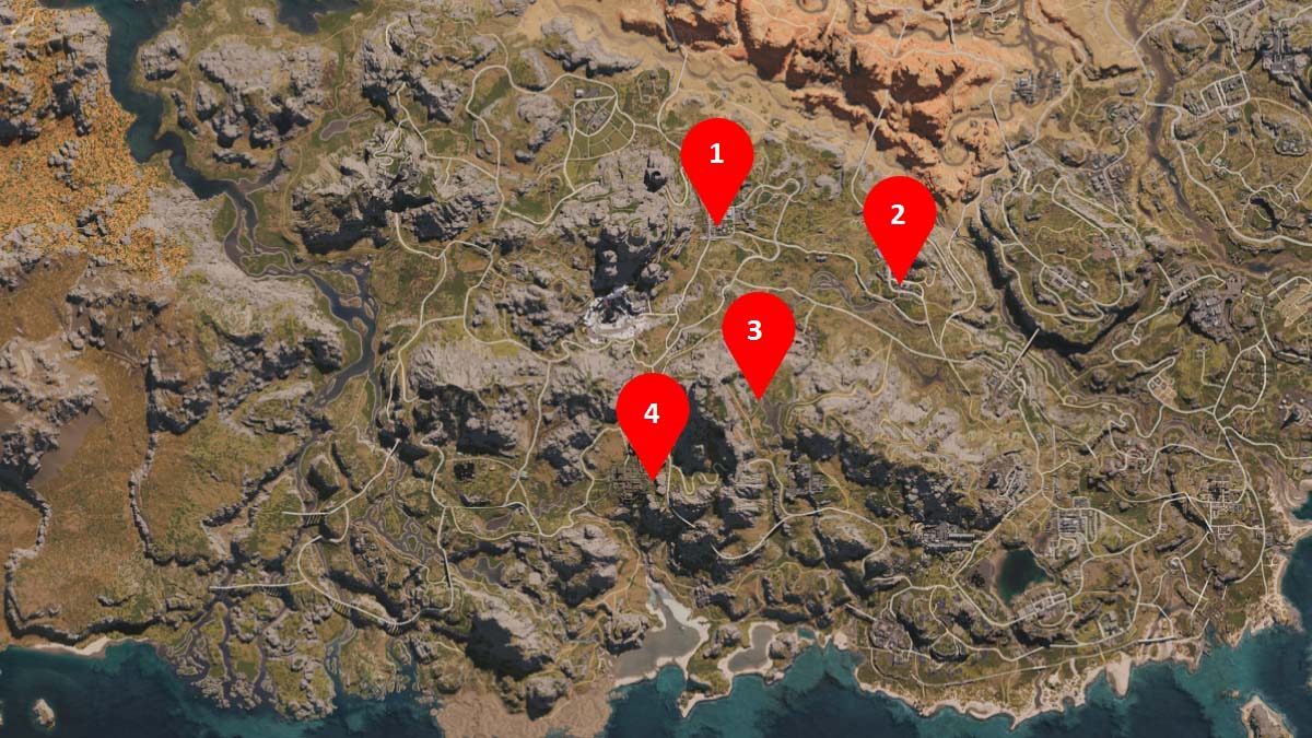 Chalk Peaks region treasure chest locations map in Once Human