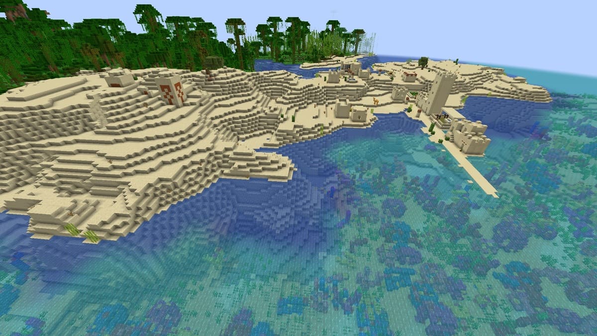 Desert temple and village in Minecraft