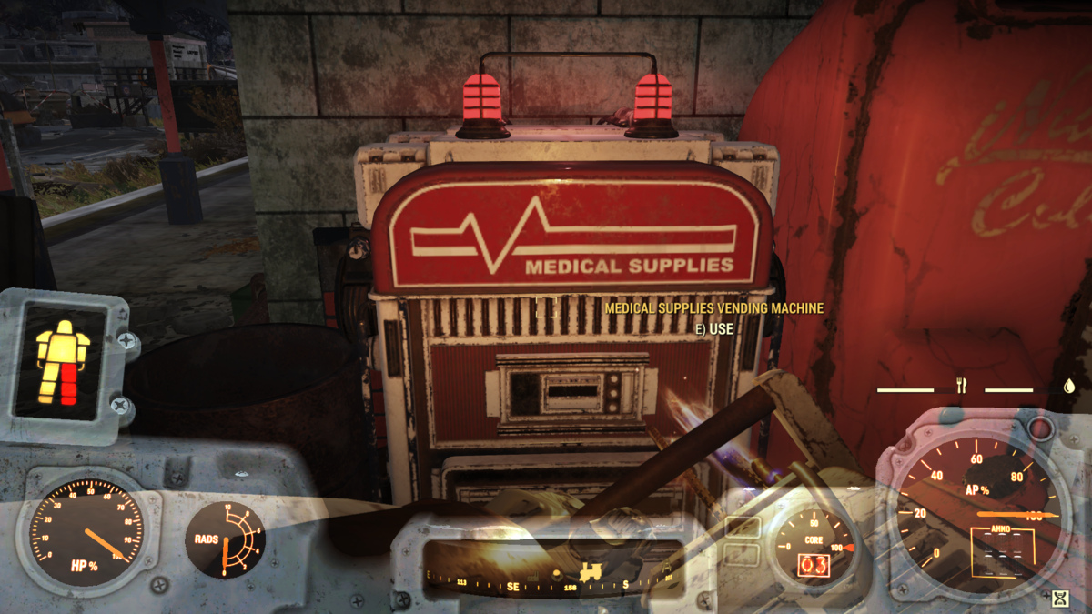 Buying RadAway at a Medical Supplies Vending Machine in Fallout 76