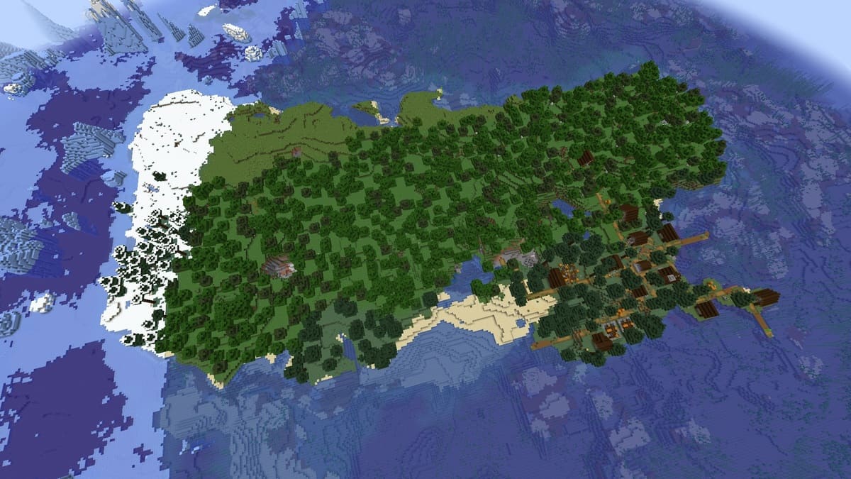 Taiga and island village in Minecraft