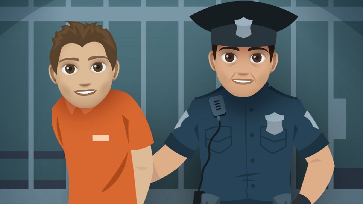 BitLife character being arrested