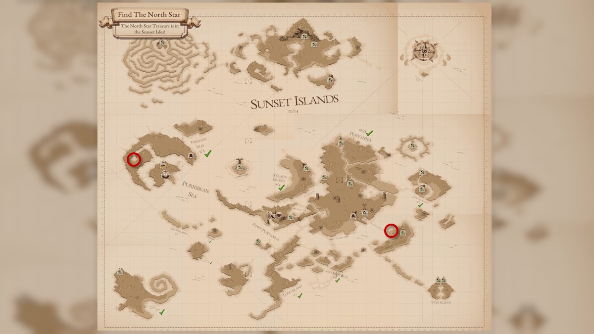 The world map of Cat Quest 3 with red circles highlighting the presence of extra Mana Crystals.