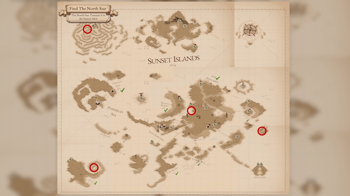 The Cat Quest 3 map with red circles indicating the position of catfishes.