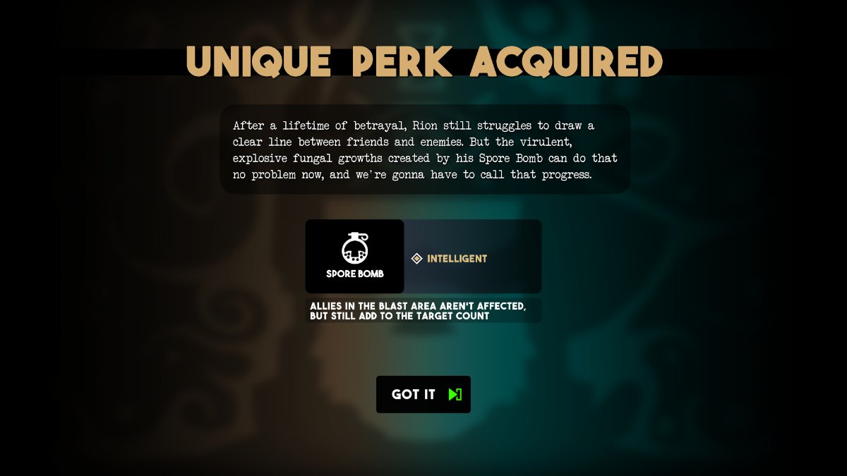 A screenshot of Tactical Breach Wizards about acquiring the unique perk "intelligent"