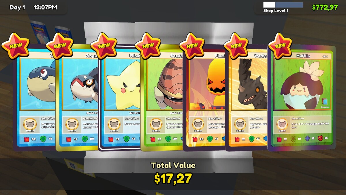 A new pack of cards in TCG Card Shop Simulator